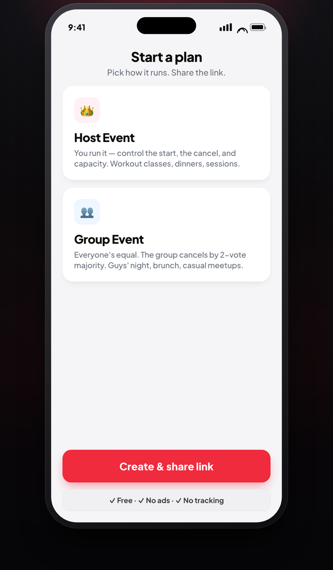 Host event and group event options
